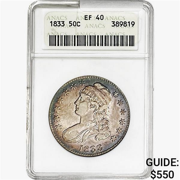 1833 Capped Bust Half Dollar ANACS EF40
