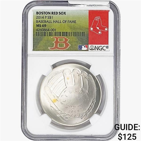 2014-P Silver $1-HOF Boston Red Sox NGC MS69