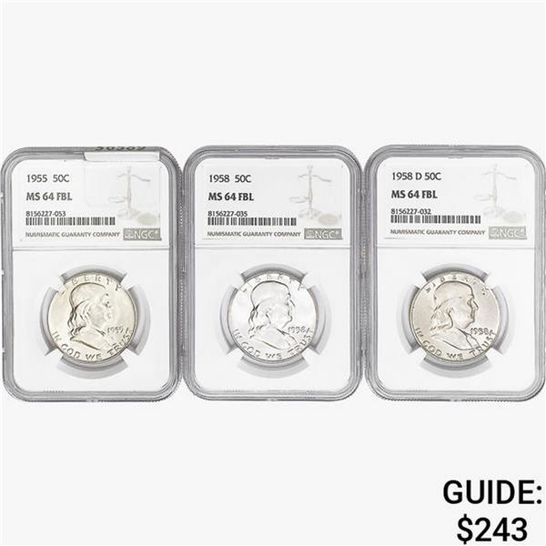 [3]1955-1958 Franklin Half Dollar NGC MS64 FBL