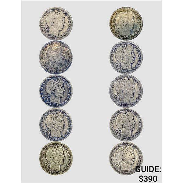1902-1914 Barber Half Dollars [10 Coins]