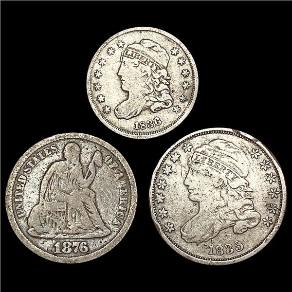 1835-1876 Silver Dime Lot (3) HIGH GRADE