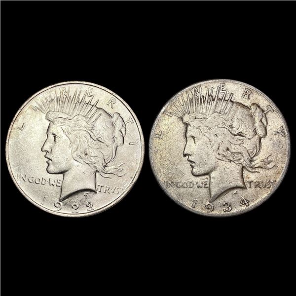 1922-1934 Peace Dollars (2) HIGH GRADE