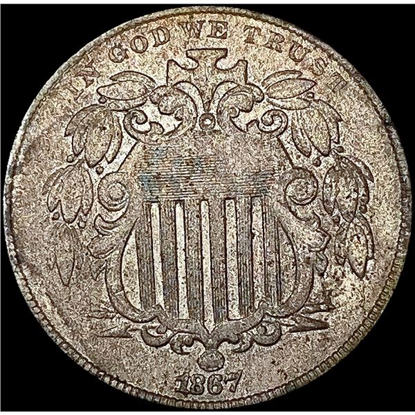 1867 No Rays Liberty Victory Nickel NEARLY UNCIRCULATED
