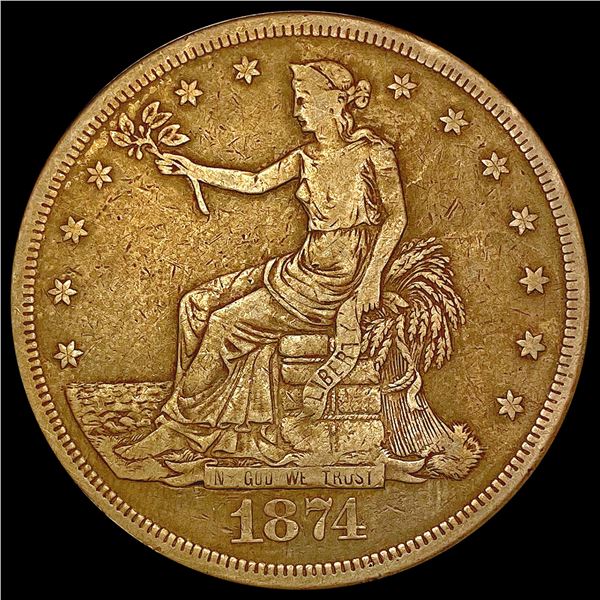 1874 CC Silver Trade Dollar NICELY CIRCULATED