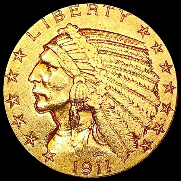 1911 $5 Gold Half Eagle LIGHTLY CIRCULATED