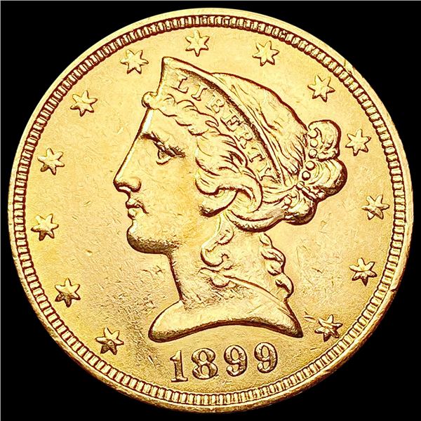 1899 $5 Gold Half Eagle CLOSELY UNCIRCULATED