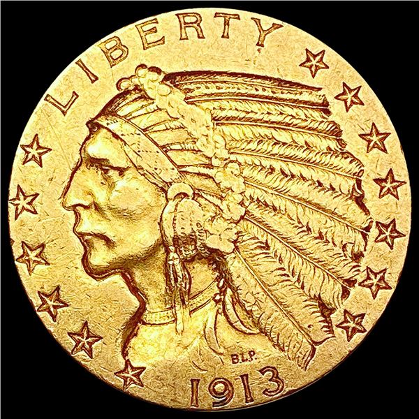 1913 $5 Gold Half Eagle CLOSELY UNCIRCULATED