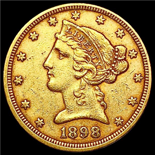 1898 $5 Gold Half Eagle CLOSELY UNCIRCULATED