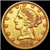Image 1 : 1898 $5 Gold Half Eagle CLOSELY UNCIRCULATED