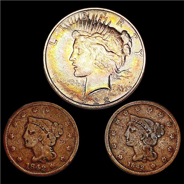 [3] 1842&1922-D Assorted US Coins HIGH GRADE