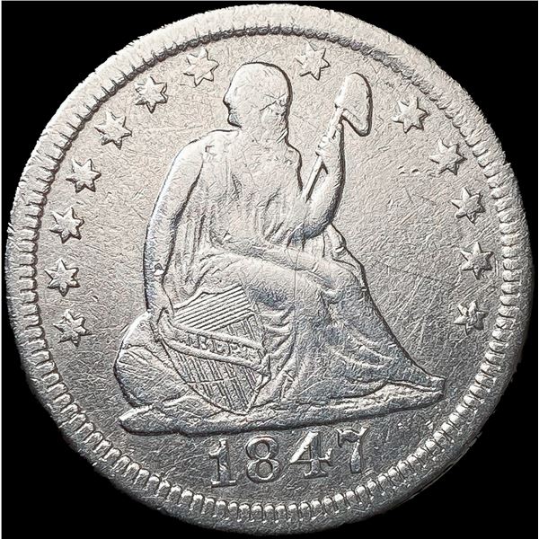 1847-O Seated Liberty Quarter LIGHTLY CIRCULATED