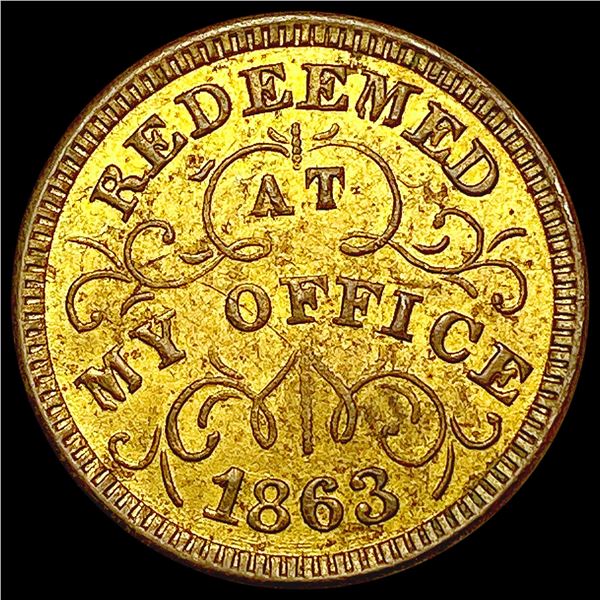 1863 Oliver Boutwell Store Card Token Troy, NY HIGH GRADE