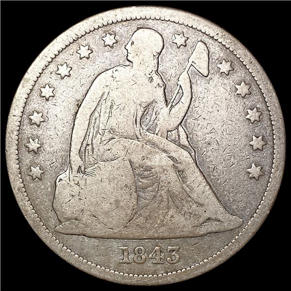1843 Seated Liberty Dollar NICELY CIRCULATED