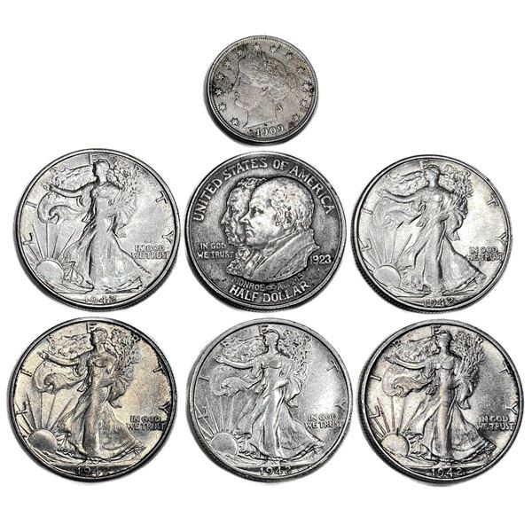 [7][1909, 1923-S, [5] 1942-S] Varied Silver Coinage CLOSELY UNCIRCULATED