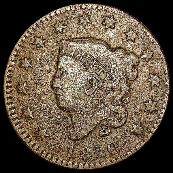 1820 Sm Date Coronet Head Large Cent LIGHTLY CIRCULATED