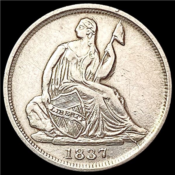 1837 No Stars Seated Liberty Half Dime CLOSELY UNCIRCULATED