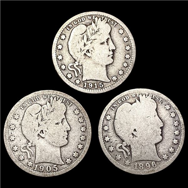 [3] 1896-o-1915-s Barber Quarter NICELY CIRCULATED