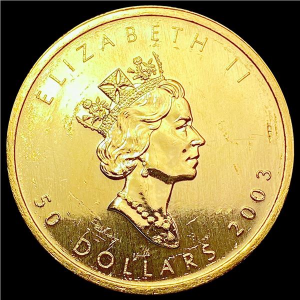 2003 Canada 1oz Gold Maple Leaf SUPERB GEM BU