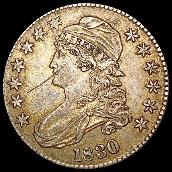 1830 Large O O-121 Capped Bust Half Dollar CHOICE AU