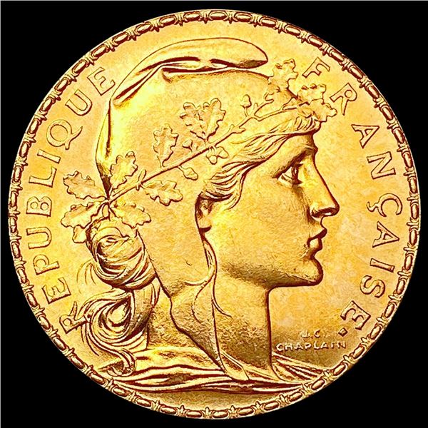 1907 France Gold 20 Franc .1867oz AGW GEM BU