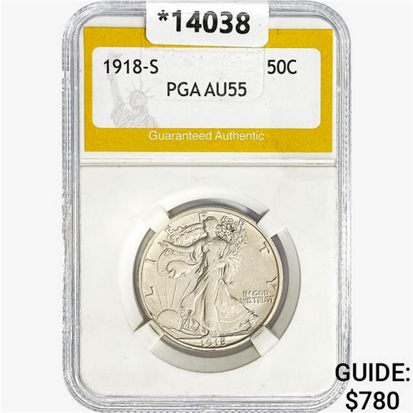 1918-S Walking Liberty Half Dollar PGA AU55