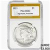 Image 1 : 1921 Silver Peace Dollar PGA MS63 HR, Proof Dies