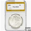 Image 1 : 1891 Morgan Silver Dollar PGA MS64
