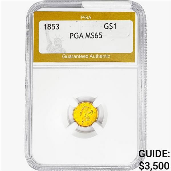 1853 Rare Gold Dollar PGA MS65