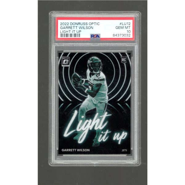 Garrett Wilson Light It Up RC 2022 Optic #LU-12 PSA 10 GEM MT