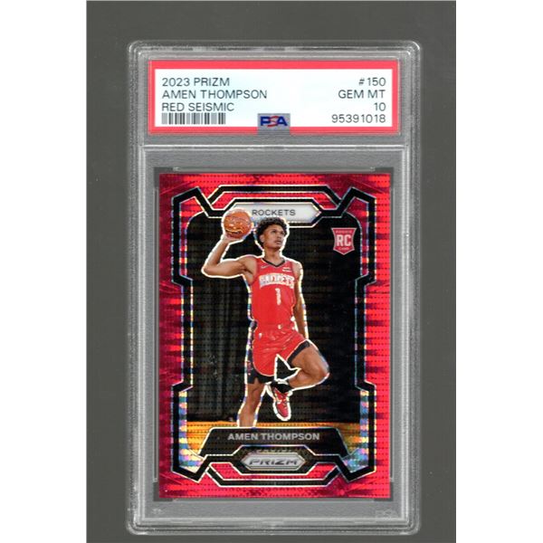 Amen Thompson Red Seismic RC /299 2023-24 Prizm #150 PSA 10