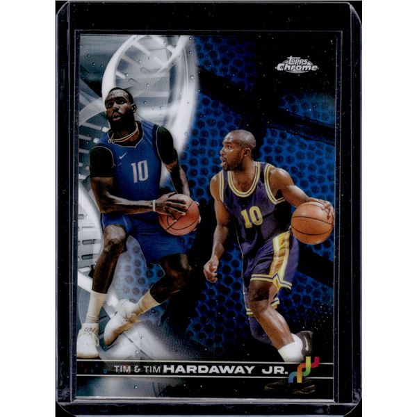 Tim Hardaway Jr. & Tim Hardaway Blue Refractor 2023-24 Topps Chrome #DNA-2
