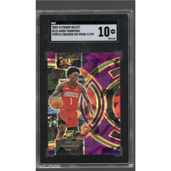 Amen Thompson Purple Cracked Ice RC /99 2023-24 Select #122 SGC 10
