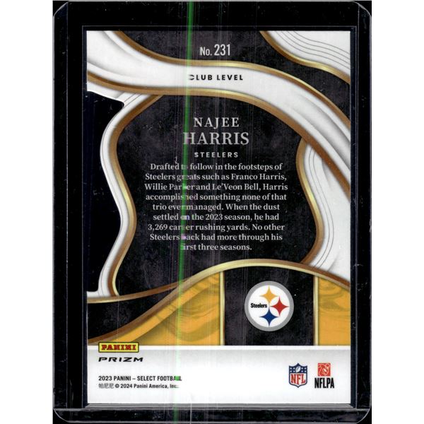 Najee Harris Red/Yellow Prizm Club Level Die Cut #231