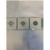 Image 2 : 3 CANADIAN SILVER DIMES 1936 KING GEORGE VI, 1946 KING GEORGE VI, 1956 QUEEN ELIZABETH .800 SILVER