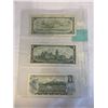 Image 2 : 3 CANADIAN $1 BILLS - LAST 3 ISSUES 1954, 1967 CENTENNIAL, 1973 LAST YEAR
