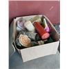 Image 2 : TOTE AND BOX OF CANDLES AND HOLDERS
