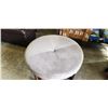 Image 2 : GREY MICROFIBER AND WOOD BASE OTTOMAN