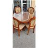 Image 2 : 55" ROUND DINING TABLE WITH GLASSTOP AND SIX MATCHING CHAIRS