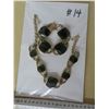 Green and gold -tone necklace and bracelet set