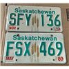 Image 1 : 1989 Saskatchewan License Plates x 2