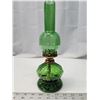 Image 3 : Green glass oil lamp, w/ green chimney - 11.5"H