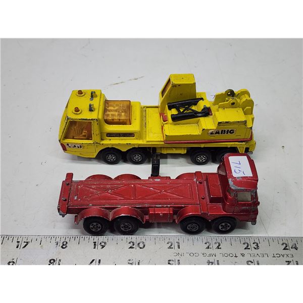 2 Vintage small Matchbox trucks