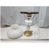 Image 1 : Hobnail milk glass, electric lamp, w/ chimney and milk glass shade - works - 24"H