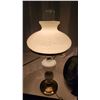 Image 4 : Hobnail milk glass, electric lamp, w/ chimney and milk glass shade - works - 24"H