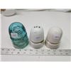 Image 1 : 3 Glass insulators - 1 teal CTP, 2 milk glass CPR