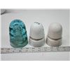 Image 4 : 3 Glass insulators - 1 teal CTP, 2 milk glass CPR