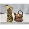 Image 1 : Copper kettle & Brass colored jug