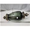 Image 1 : Dark Green glass, 1970s swag lamp, brass ends - 22" long