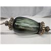 Image 2 : Dark Green glass, 1970s swag lamp, brass ends - 22" long