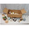 Image 1 : Box of misc items - Rabbit cookie jar, salt n pepper shakers, coffee cups, teacups, etc.